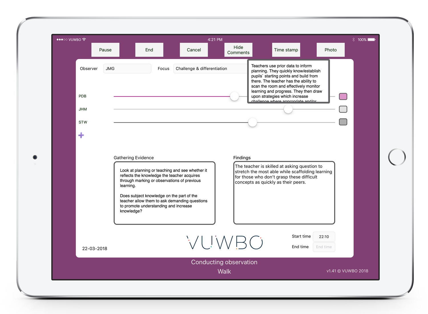 Vuwbo screen
